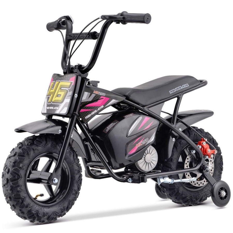 Ride On Toys OutdoorToys Kids Electric Motorbikes | New Edition Renegade Mk250 Kids 24V Electric Dirt Bike - Pink