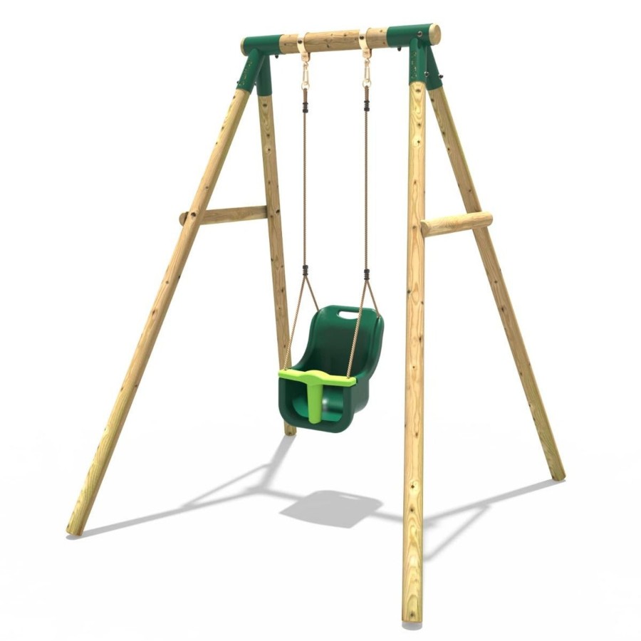 Swings OutdoorToys Wooden Swings | Rebo Wooden Single Garden Swing Set - Baby Seat - Pluto