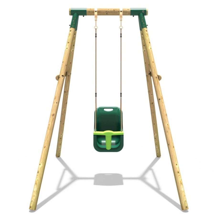 Swings OutdoorToys Wooden Swings | Rebo Wooden Single Garden Swing Set - Baby Seat - Pluto