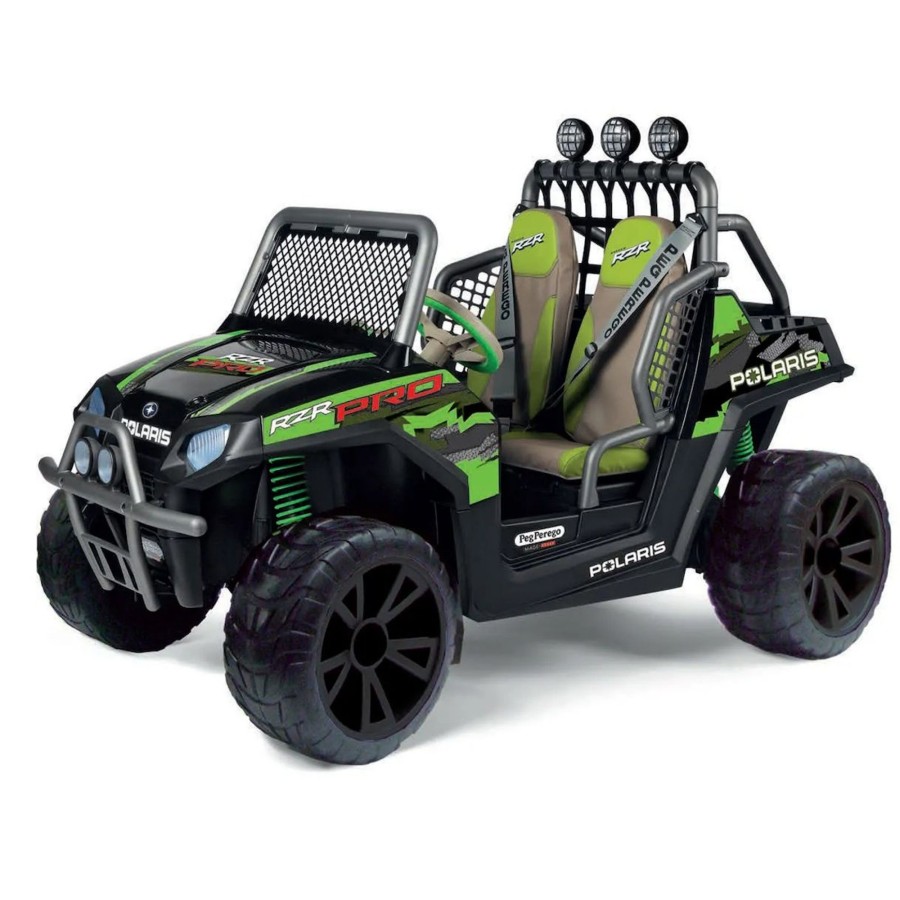 Ride On Toys OutdoorToys Kids Electric Quad Bikes | Peg Perego 24V Kids Electric Ride On 2 Seat Polaris Rzr Pro New Green Shadow