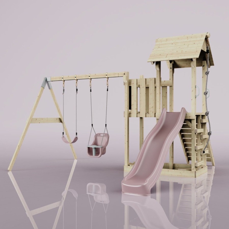 Climbing Frames OutdoorToys Climbing Frames With Swings | Polarplay Balcony Tower Kids Wooden Climbing Frame - Swing Hagen Rose