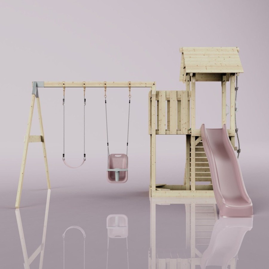 Climbing Frames OutdoorToys Climbing Frames With Swings | Polarplay Balcony Tower Kids Wooden Climbing Frame - Swing Hagen Rose