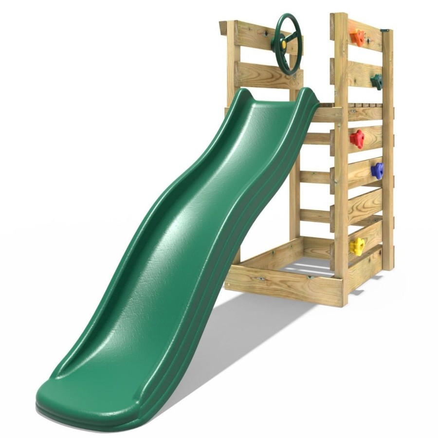 Swings OutdoorToys Swing Accessories | Adventure Pack Add-On Wooden Platform With 6Ft Slide For Rebo Swing Sets - Dark Green