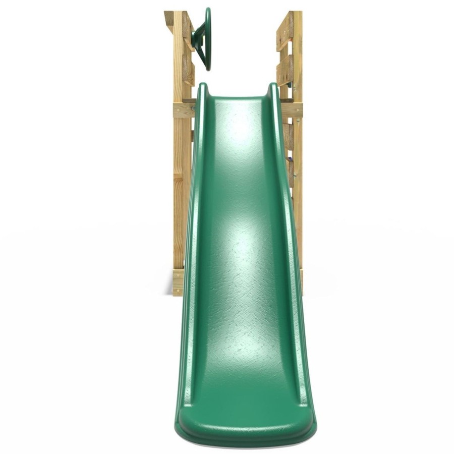 Swings OutdoorToys Swing Accessories | Adventure Pack Add-On Wooden Platform With 6Ft Slide For Rebo Swing Sets - Dark Green