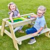 Garden Toys OutdoorToys Sandpits | Rebo Wooden Sandpit With Lid Sand & Water Picnic Table Play Bench Double