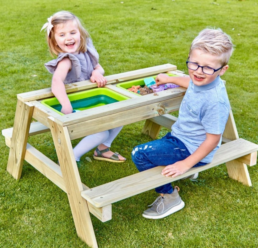 Garden Toys OutdoorToys Sandpits | Rebo Wooden Sandpit With Lid Sand & Water Picnic Table Play Bench Double