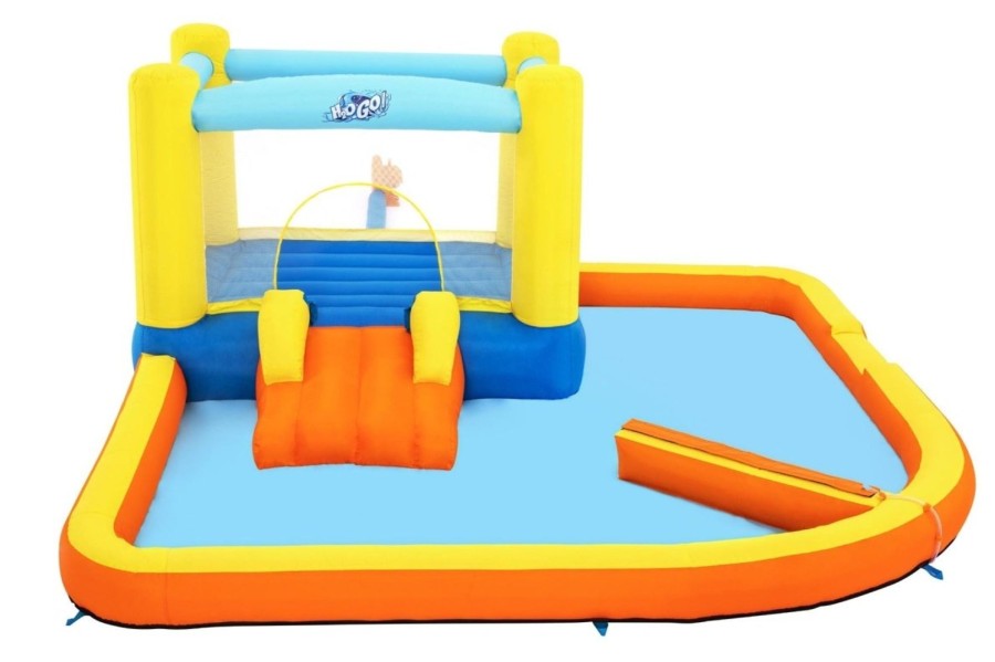 Swimming Pools OutdoorToys Inflatable Water Slides | Bestway H2Ogo! Beach Bounce Water Park With Bouncy Castle Bw53381