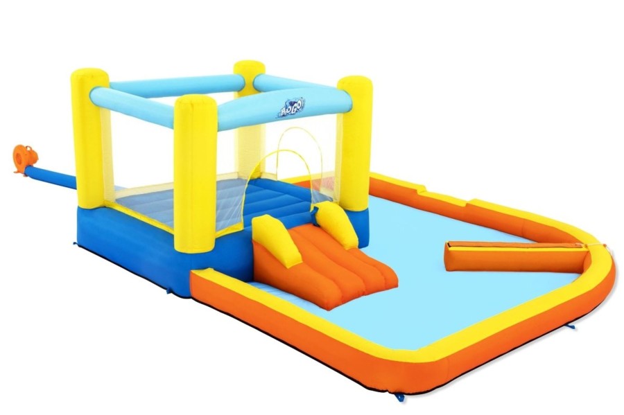 Swimming Pools OutdoorToys Inflatable Water Slides | Bestway H2Ogo! Beach Bounce Water Park With Bouncy Castle Bw53381