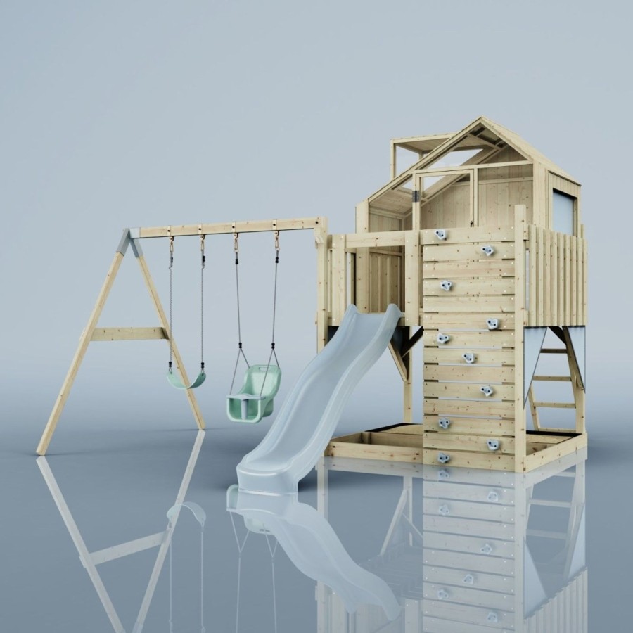 Playhouses OutdoorToys Playhouses With Slides And Swings | Polarplay Kids Climbing Tower & Playhouse - Swing Saga Mist