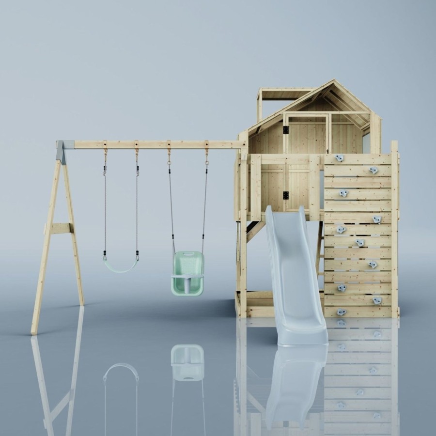 Playhouses OutdoorToys Playhouses With Slides And Swings | Polarplay Kids Climbing Tower & Playhouse - Swing Saga Mist