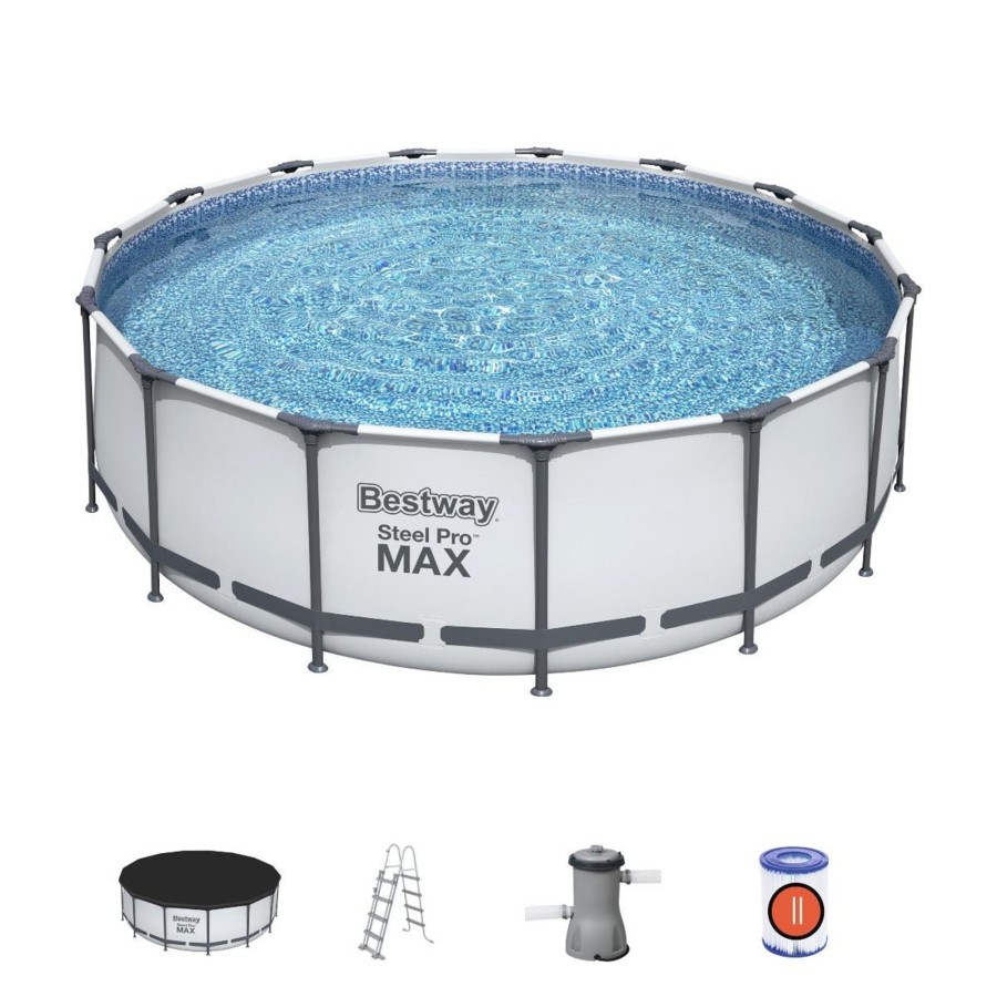 Swimming Pools OutdoorToys Steel Frame Pools | Bestway Steel Pro Max Frame Set Above Ground Pool - Blue, 15 Ft - New Generation Bw56438