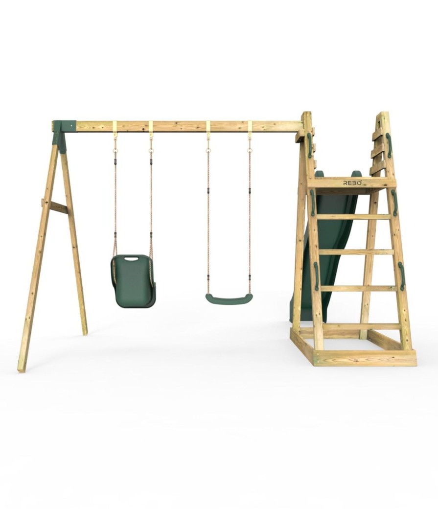 Climbing Frames OutdoorToys Pyramid Climbing Frames | Rebo Wooden Pyramid Activity Frame With Swings & 10Ft Water Slide - Cora Linn