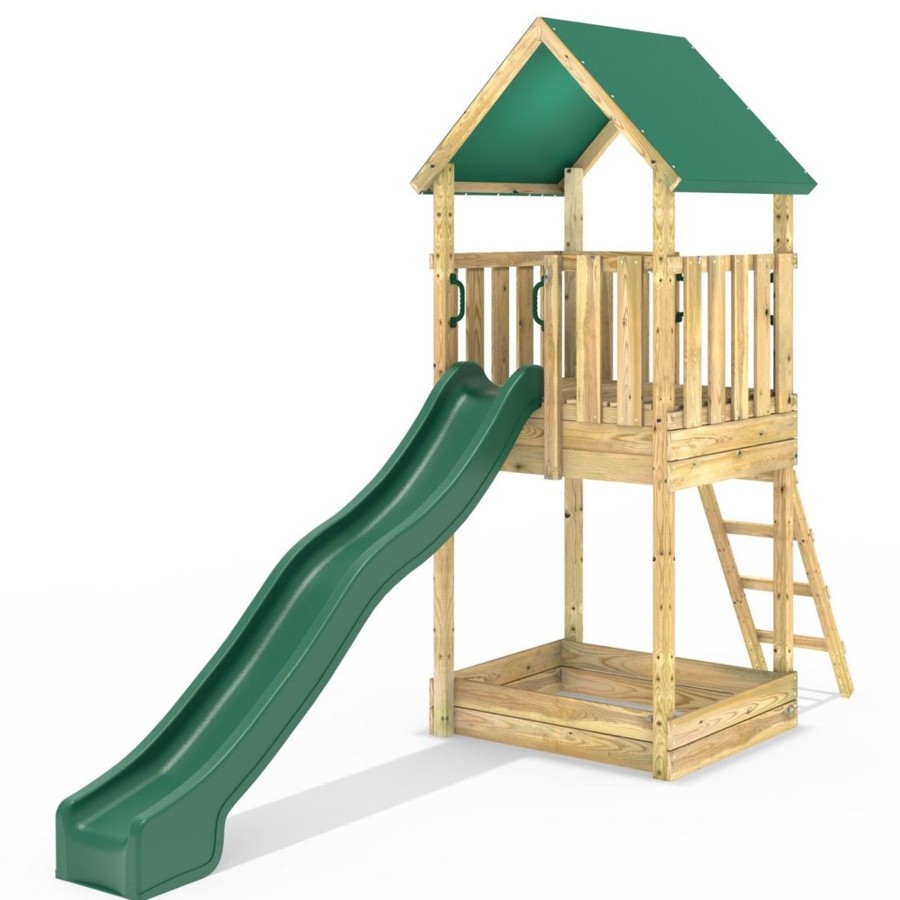 Climbing Frames OutdoorToys Climbing Frames With Slide | Rebo Modular Wooden Climbing Frame Adventure Playset - Tower Canvas Roof