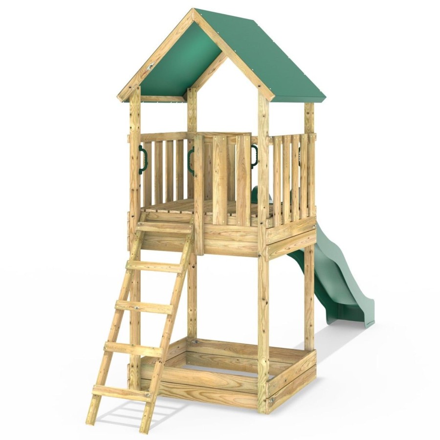 Climbing Frames OutdoorToys Climbing Frames With Slide | Rebo Modular Wooden Climbing Frame Adventure Playset - Tower Canvas Roof