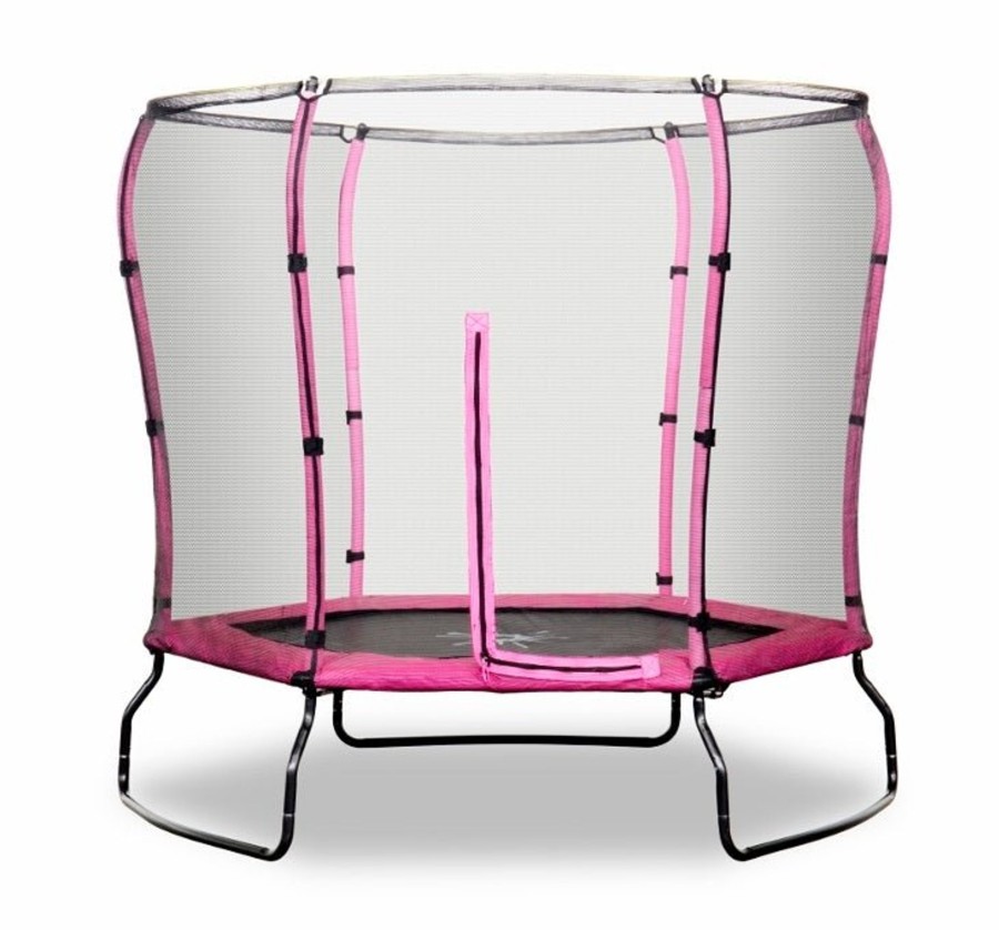 Trampolines OutdoorToys Toddler Trampolines | Rebo Safe Jump 7Ft Trampoline With Safety Enclosure - Pink