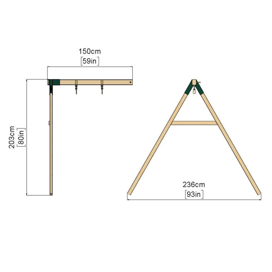 Climbing Frames OutdoorToys Accessories & Addons | Rebo Single Swing Extension For 1.5M Platform Modular Tower