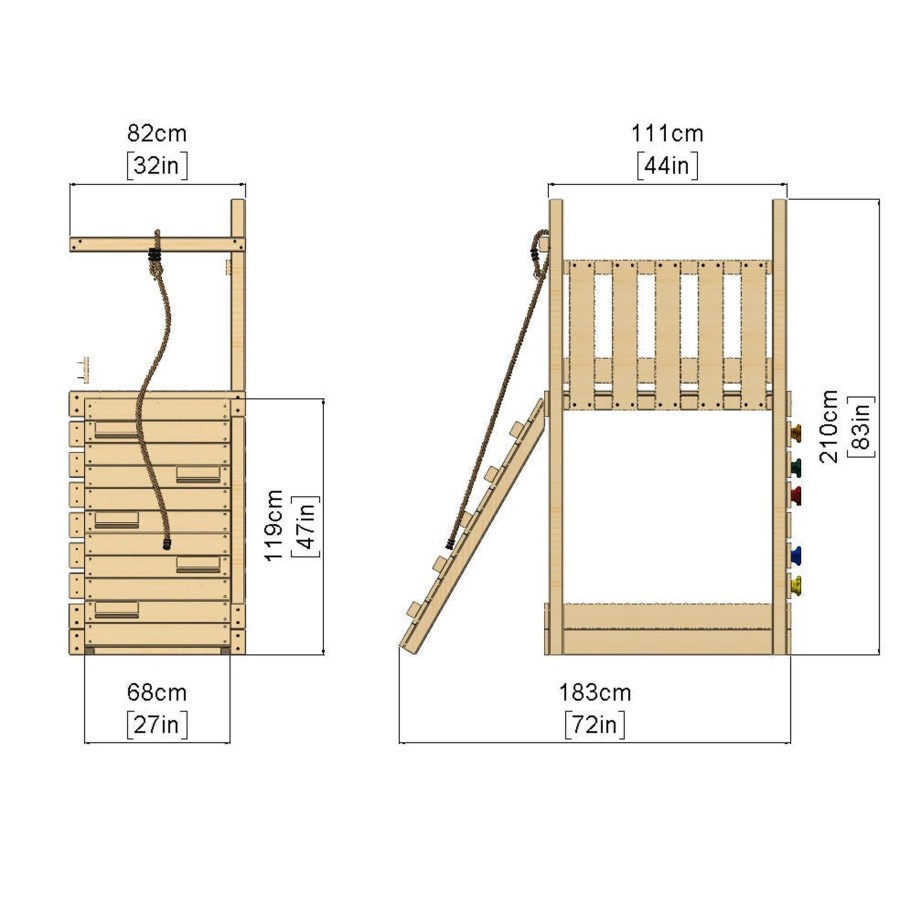 Climbing Frames OutdoorToys Accessories & Addons | Rebo 1.2M Platform Balcony & Climbing Ramp Extension For 1.5M Platform Modular Tower