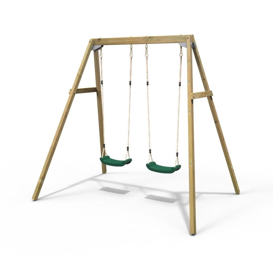 Swings OutdoorToys Wooden Swings | Rebo Active Kids Range Wooden Garden Double Swing Set Green