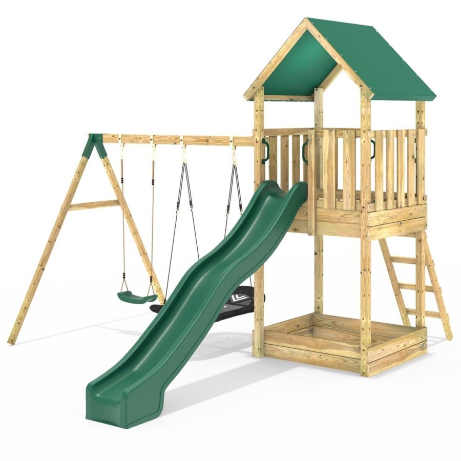 Climbing Frames OutdoorToys Climbing Frames With Swings | Rebo Modular Wooden Climbing Frame Adventure Playset - Swing Gisburn