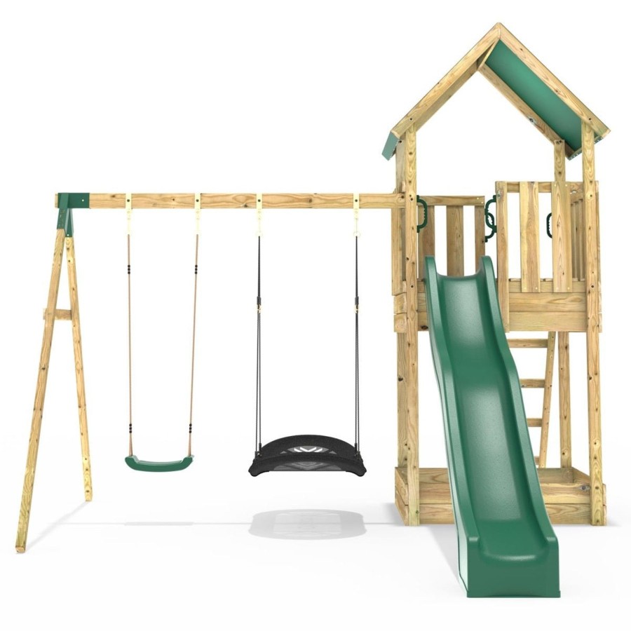 Climbing Frames OutdoorToys Climbing Frames With Swings | Rebo Modular Wooden Climbing Frame Adventure Playset - Swing Gisburn