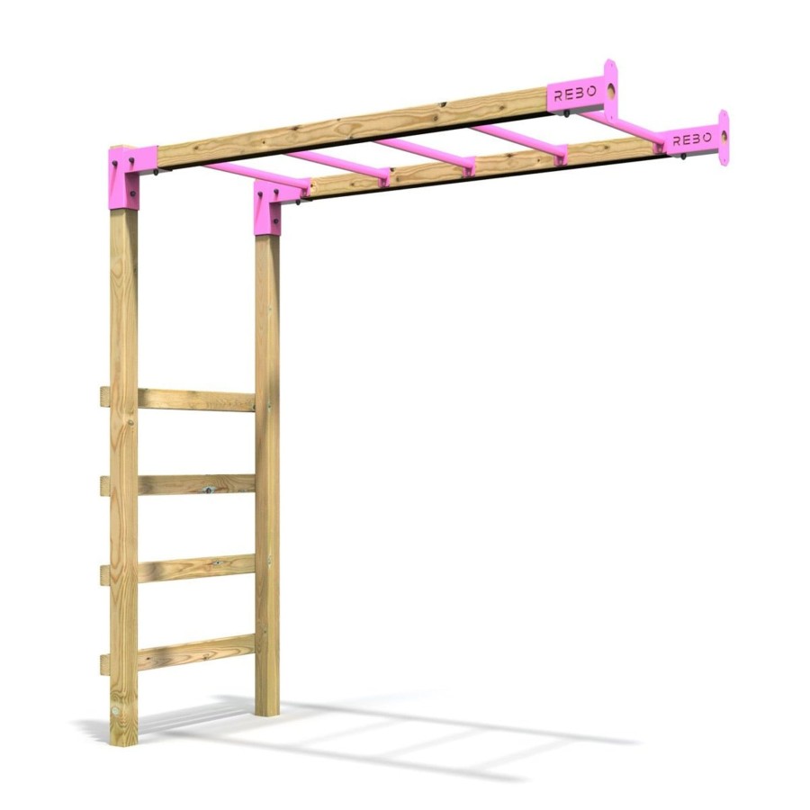 Climbing Frames OutdoorToys Accessories & Addons | Rebo Adventure Playset Climbing Frame Monkey Bar Extension Kit - Pink