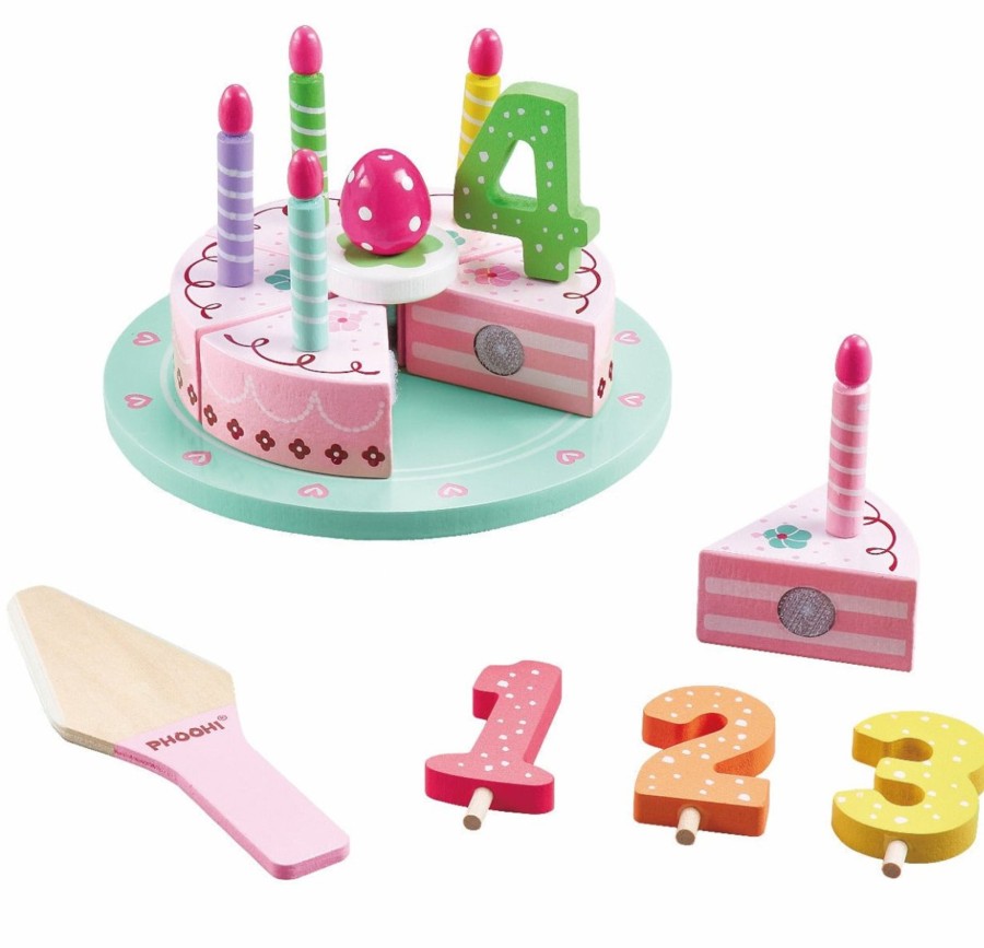 Garden Toys OutdoorToys Baby Toys | Pretend Birthday Cake Non-Toxic Wooden Food Set For Imaginative Play