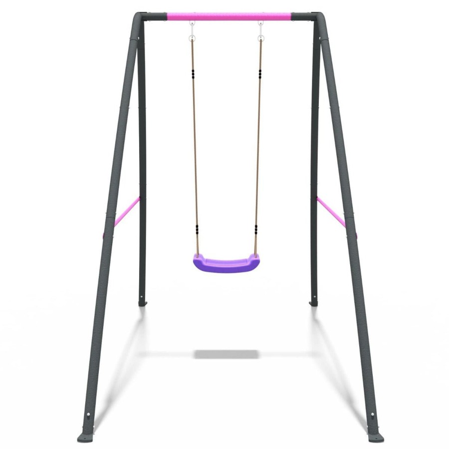 Swings OutdoorToys Metal Swing Sets | Rebo Steel Series Metal Swing Set - Single Swing Pink