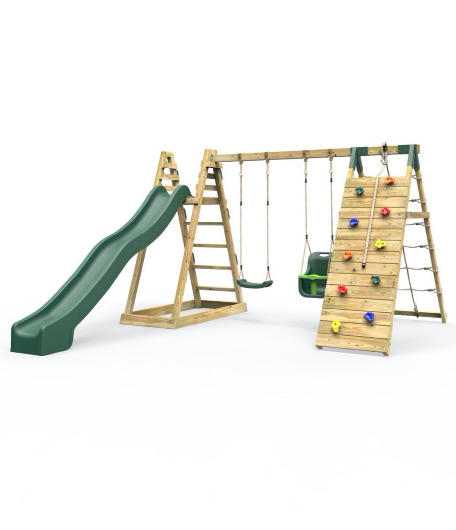 Climbing Frames OutdoorToys Pyramid Climbing Frames | Rebo Wooden Pyramid Climbing Frame With Swings & 10Ft Water Slide - Cora Linn