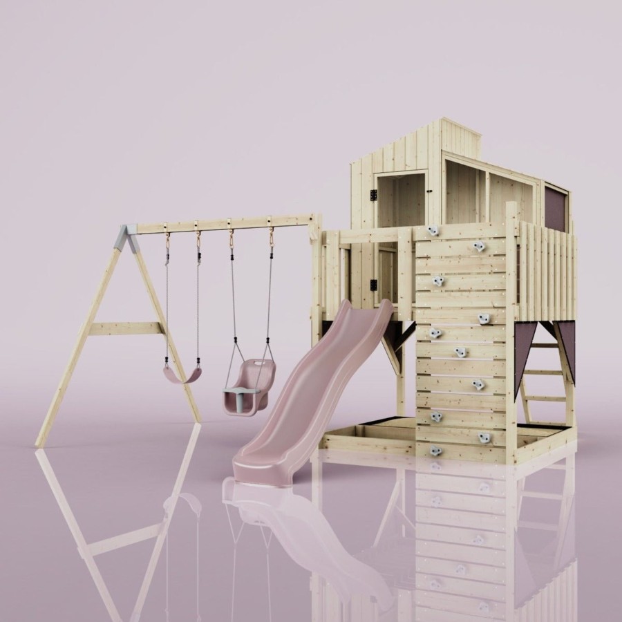 Playhouses OutdoorToys Playhouses With Slides And Swings | Polarplay Kids Climbing Tower & Playhouse - Swing Jari Rose