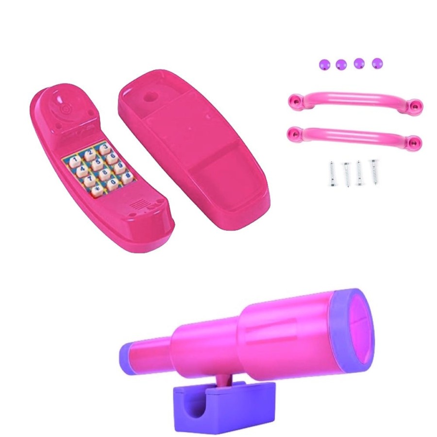 Climbing Frames OutdoorToys Accessories & Addons | Rebo Telephone, Telescope And Handgrips - Pink