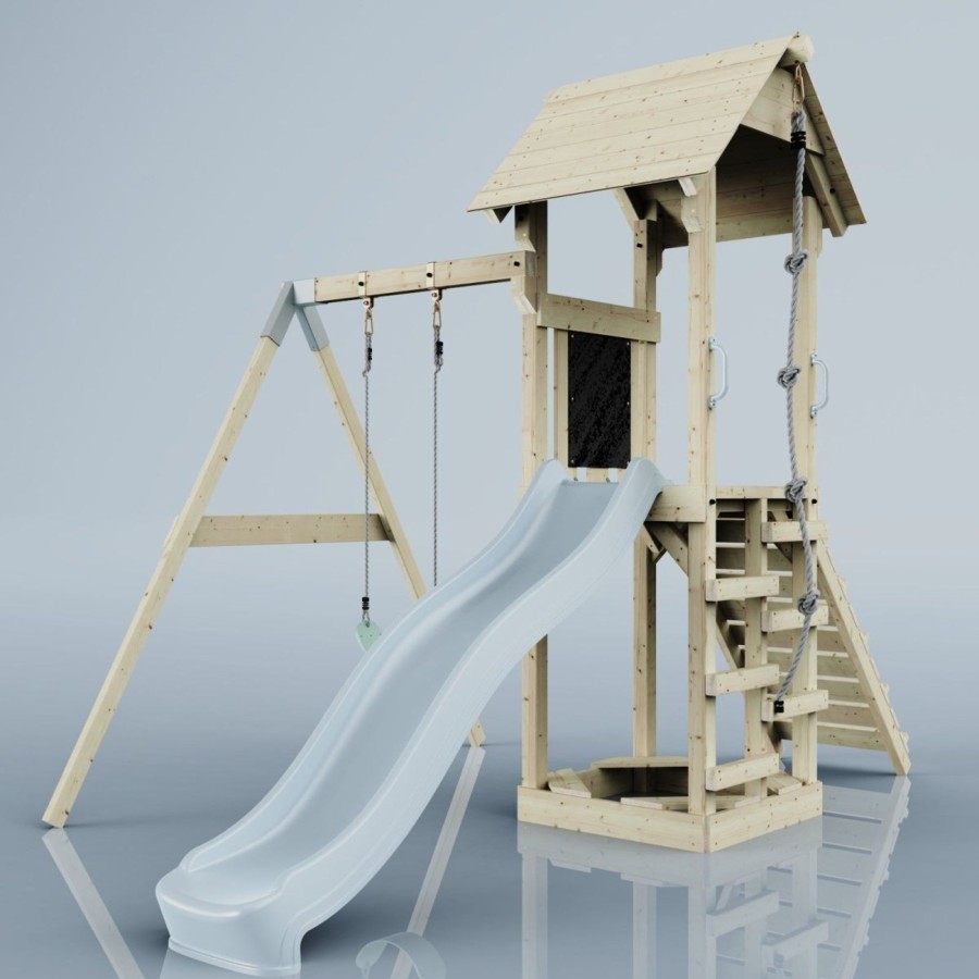 Climbing Frames OutdoorToys Climbing Frames With Swings | Polarplay Tower Kids Wooden Climbing Frame - Swing Destin Mist