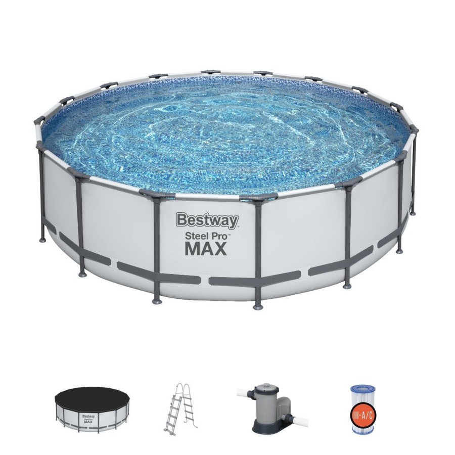 Swimming Pools OutdoorToys Steel Frame Pools | Bestway 16Ft X 48In Steel Pro Max Pool Set Above Ground Swimming Pool (19,480L) - Bw5612Z