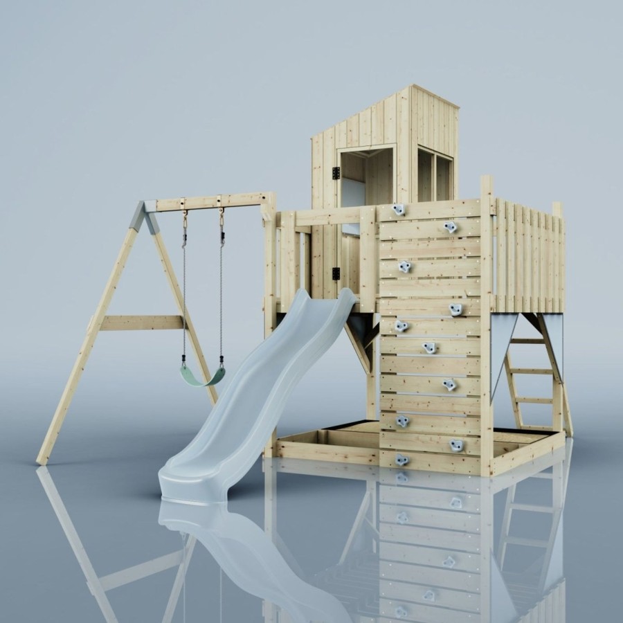 Playhouses OutdoorToys Playhouses With Slides And Swings | Polarplay Kids Climbing Tower & Playhouse - Swing Destin Mist