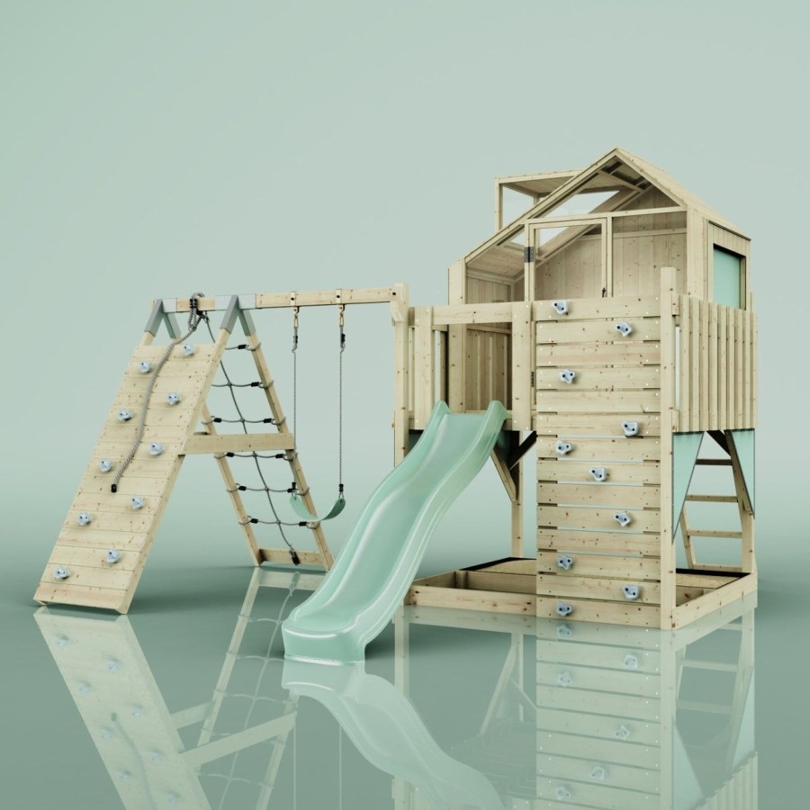 Playhouses OutdoorToys Playhouses With Slides And Swings | Polarplay Kids Climbing Tower & Playhouse Climb & Swing Ragna Sage