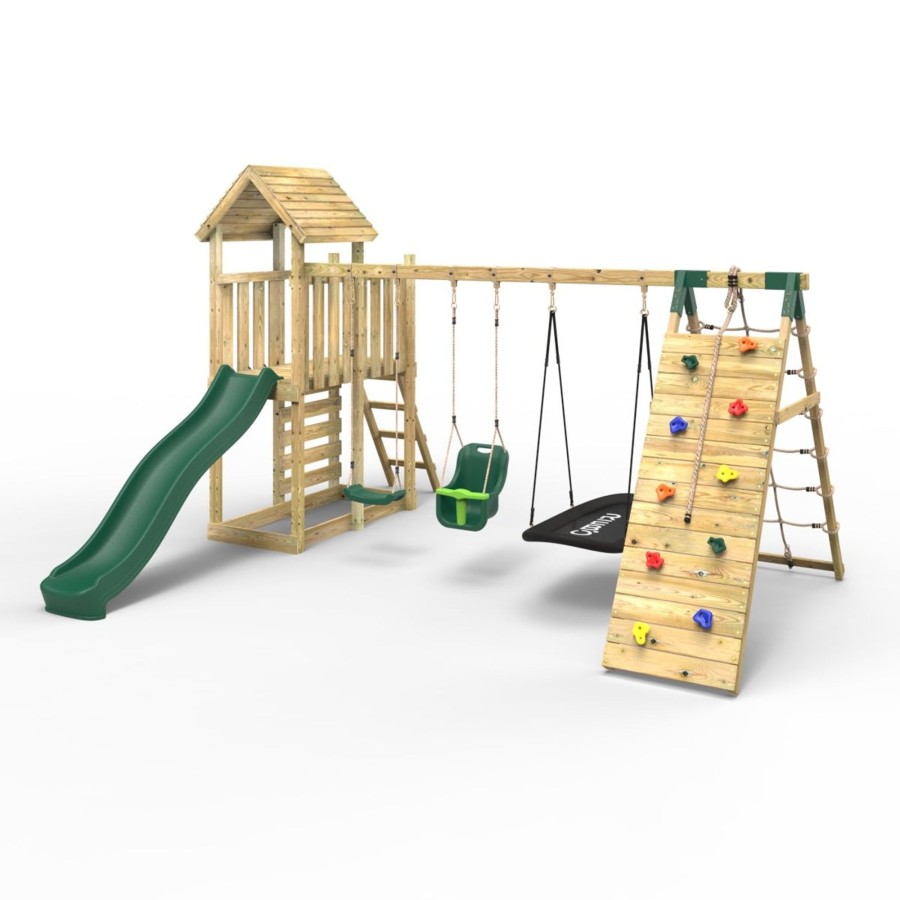 Climbing Frames OutdoorToys Climbing Frames With Rock Walls | Rebo Extended Tower Wooden Climbing Frame With Swings & Slide - Sanford