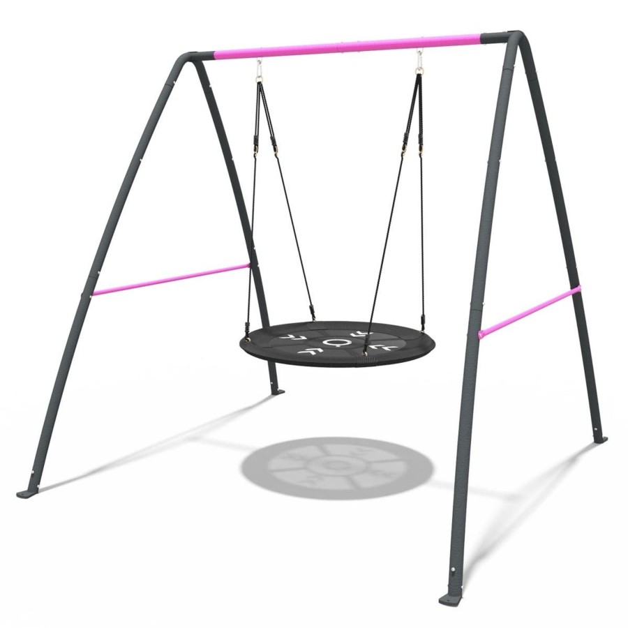 Swings OutdoorToys Metal Swing Sets | Rebo Steel Series Metal Swing Set - Nest Swing Pink