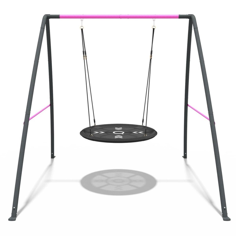 Swings OutdoorToys Metal Swing Sets | Rebo Steel Series Metal Swing Set - Nest Swing Pink