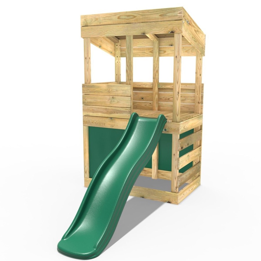 Playhouses OutdoorToys Playhouses With Slides | Rebo Wooden Lookout Tower Playhouse With 6Ft Slide - Lookout With Den Pack