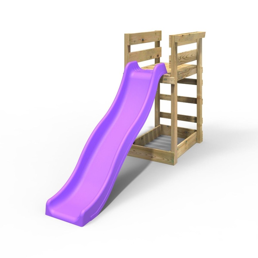 Swings OutdoorToys Swing Accessories | Add-On Wooden Platform With 6Ft Slide For Rebo Wooden Garden Swing Sets - Purple