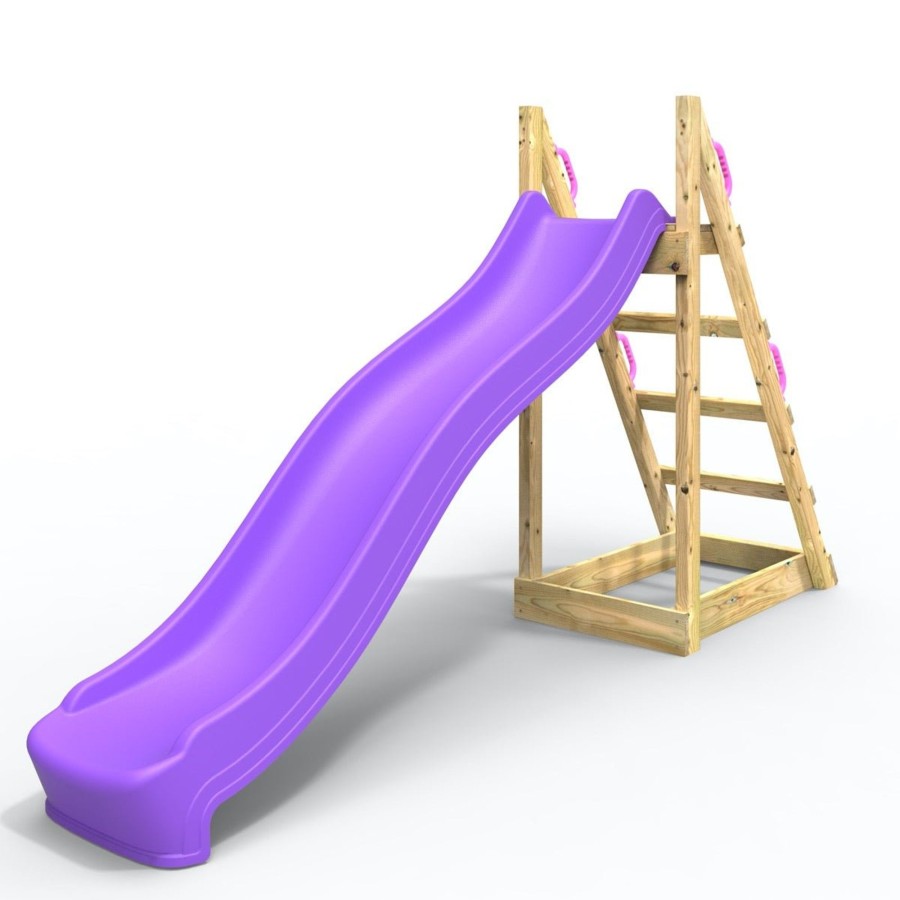 Garden Toys OutdoorToys All Slides | Rebo Free Standing Garden Wave Water Slide With Wooden Platform - 8Ft Purple