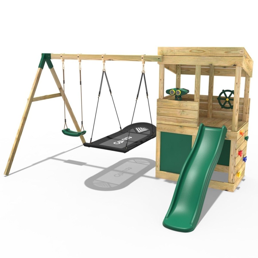 Playhouses OutdoorToys Playhouses With Slides And Swings | Rebo Wooden Lookout Tower Playhouse With 6Ft Slide & Swing - Yosemite