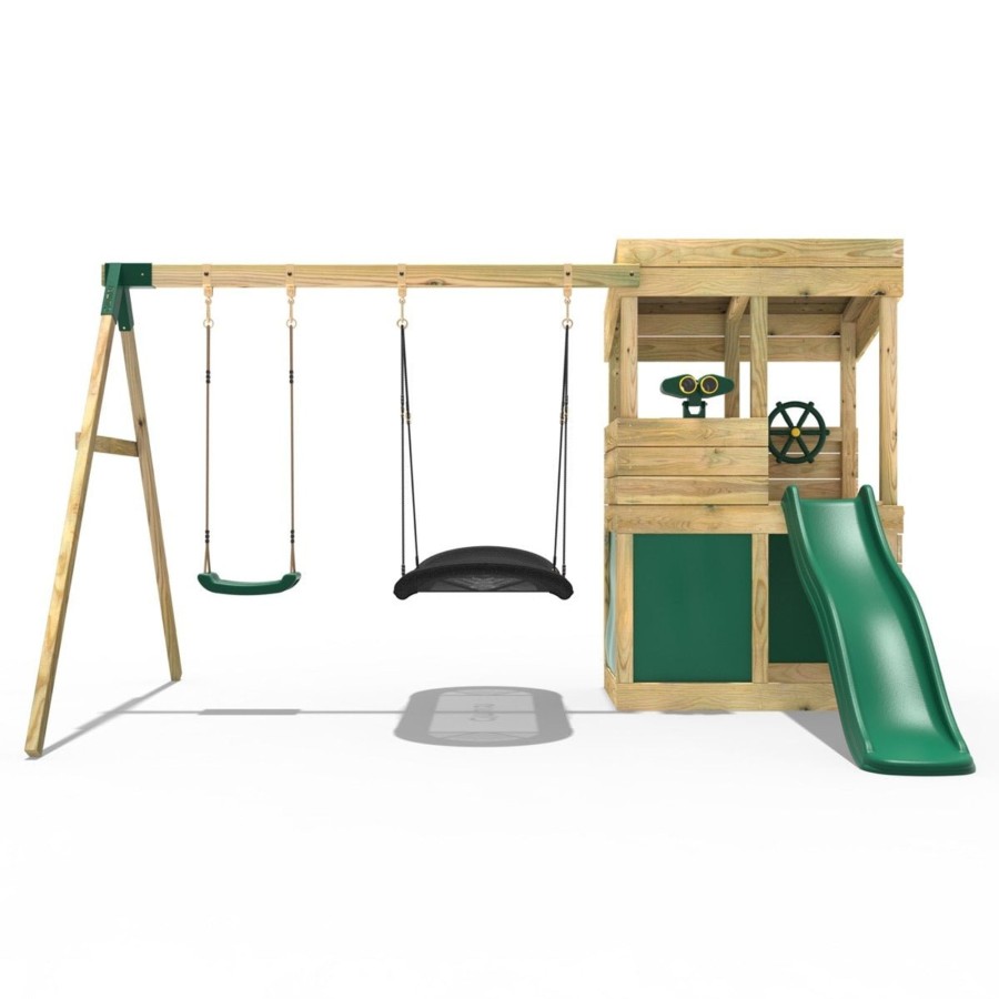 Playhouses OutdoorToys Playhouses With Slides And Swings | Rebo Wooden Lookout Tower Playhouse With 6Ft Slide & Swing - Yosemite