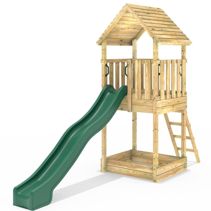 Climbing Frames OutdoorToys Climbing Frames With Slide | Rebo Modular Wooden Climbing Frame Adventure Playset - Tower With Wooden Roof