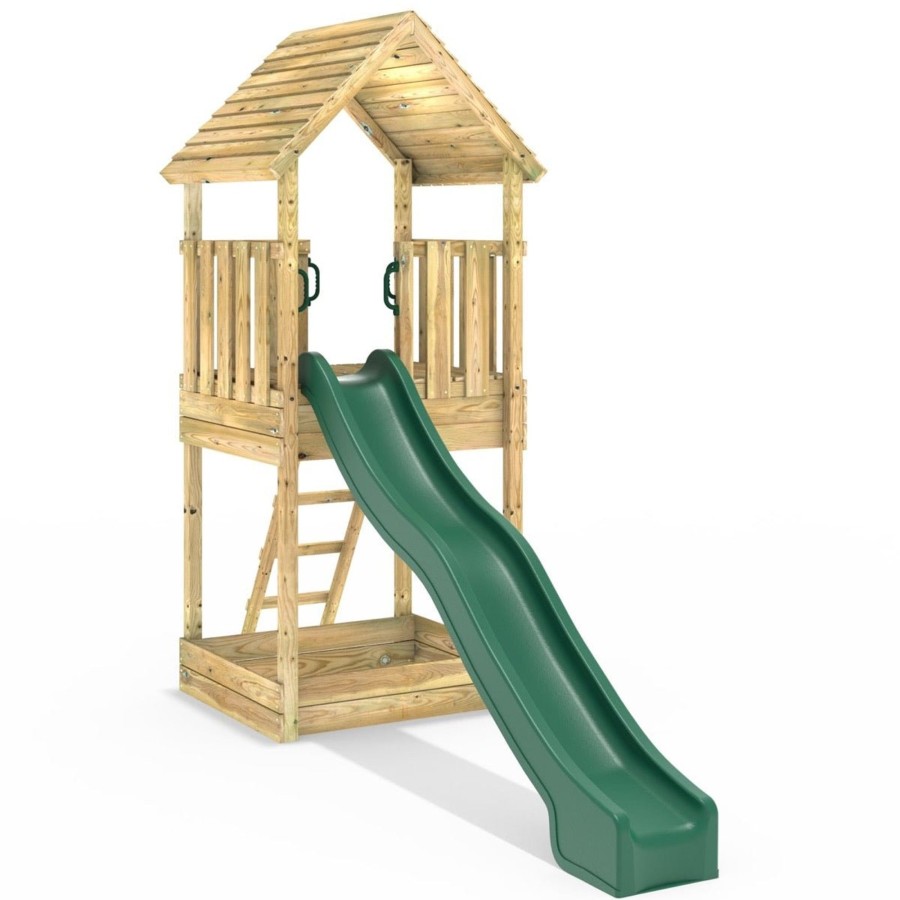 Climbing Frames OutdoorToys Climbing Frames With Slide | Rebo Modular Wooden Climbing Frame Adventure Playset - Tower With Wooden Roof