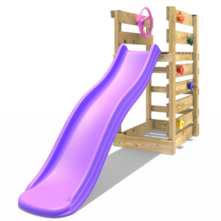 Swings OutdoorToys Swing Accessories | Adventure Pack Add-On Wooden Platform With 6Ft Slide For Rebo Swing Sets - Purple