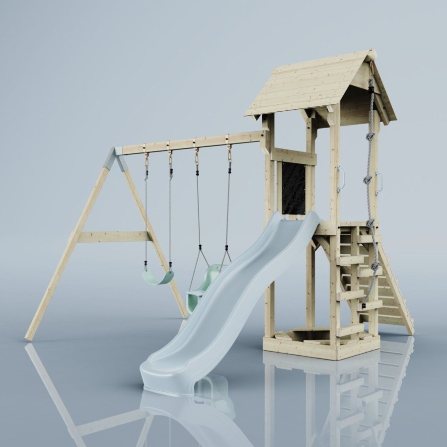 Climbing Frames OutdoorToys Climbing Frames With Slide | Polarplay Tower Kids Wooden Climbing Frame - Swing Olavo Mist