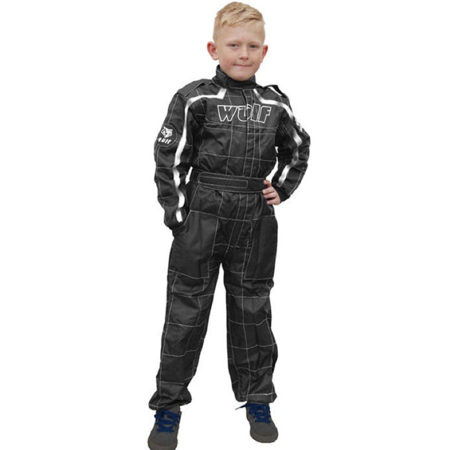 Ride On Toys OutdoorToys Ride On Toy Accessories | Wulfsport Junior Cub Racing Suit Overalls - Black