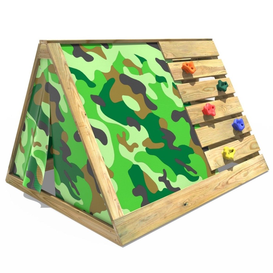 Climbing Frames OutdoorToys Pyramid Climbing Frames | Rebo Mini Wooden Climbing Pyramid Adventure Playset + Den - Camo