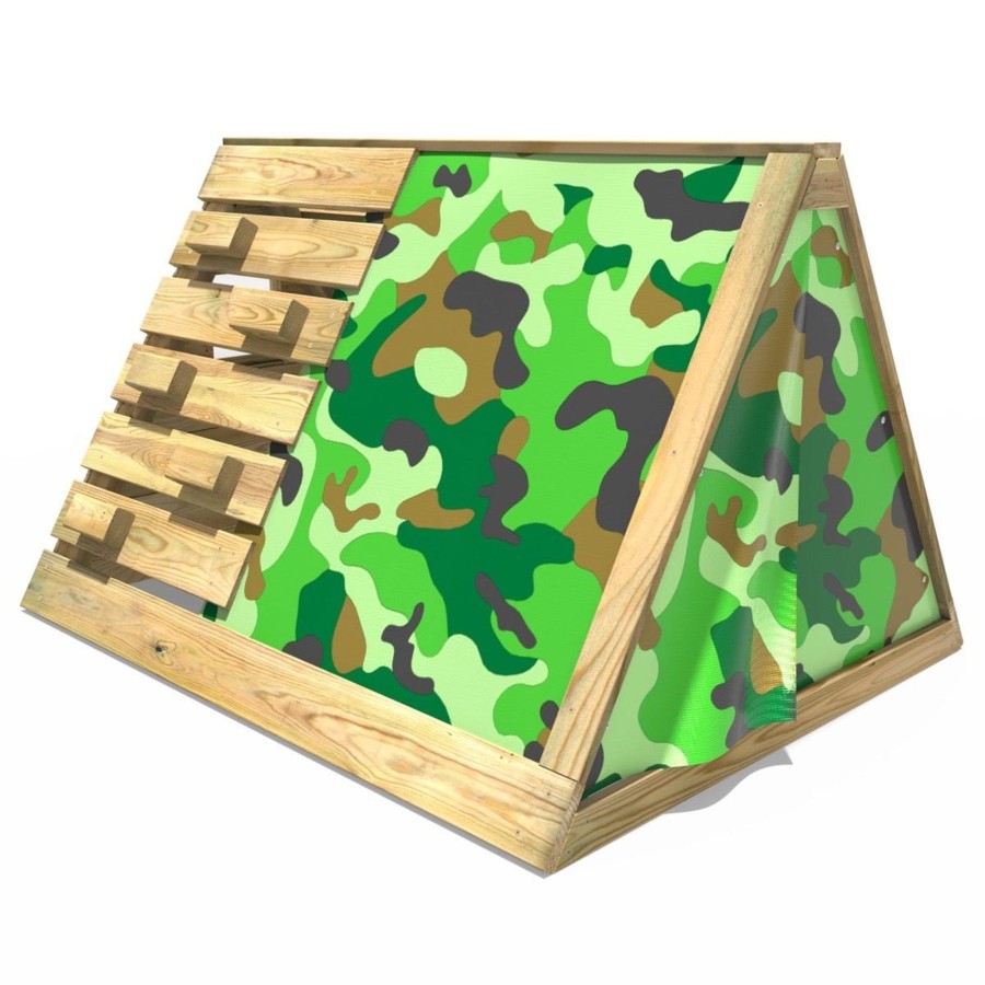 Climbing Frames OutdoorToys Pyramid Climbing Frames | Rebo Mini Wooden Climbing Pyramid Adventure Playset + Den - Camo