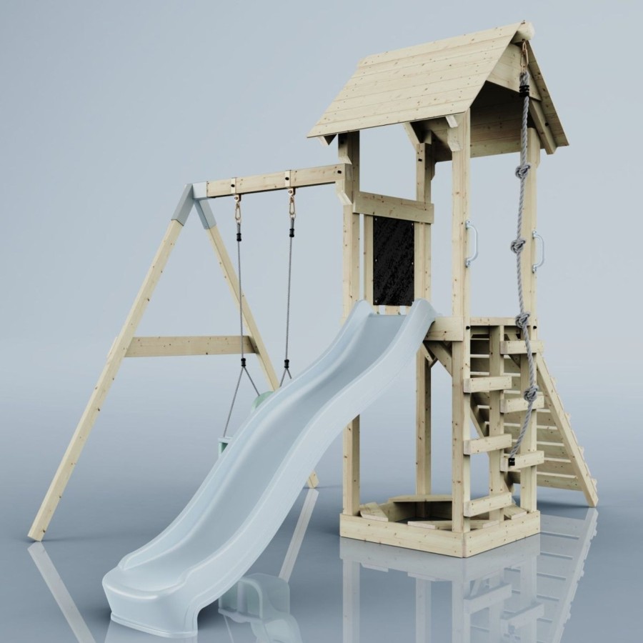 Climbing Frames OutdoorToys Climbing Frames With Swings | Polarplay Tower Kids Wooden Climbing Frame - Swing Helka Mist